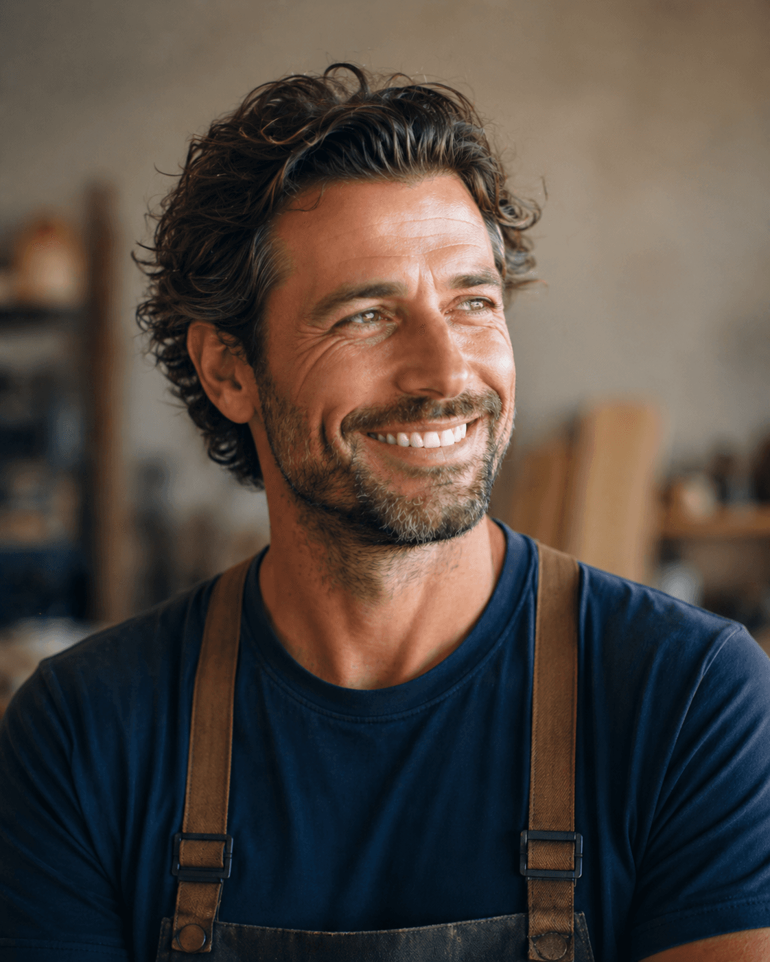 Smiling contractor in workshop